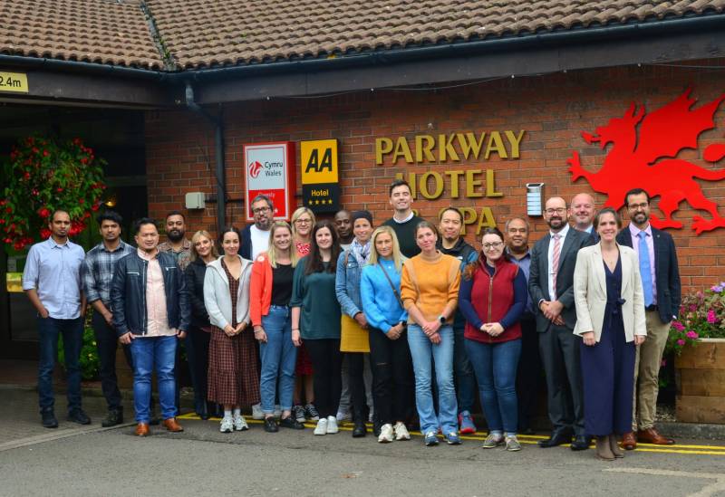 Group photo outside Parkway Hotel & Spa