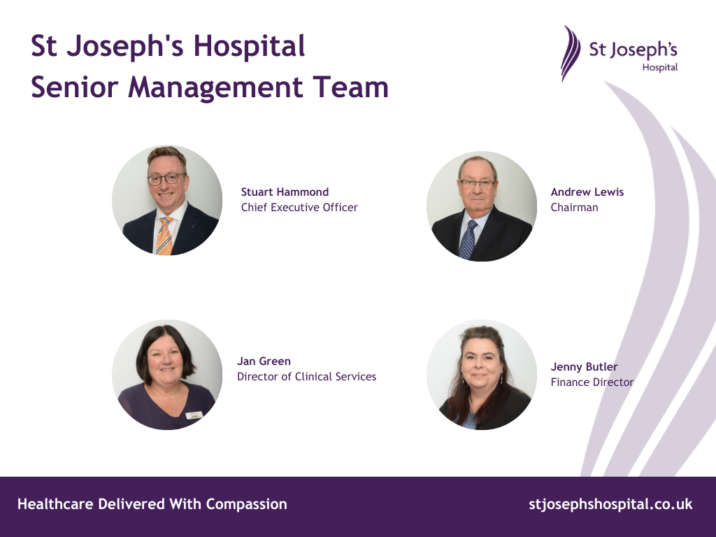 Senior Management Team (Stuart Hammond CEO, Andrew Lewis Chairman, Jan Green Director of Clinical Services, Judith Hall Commercial Director, Jenny Butler Finance Director